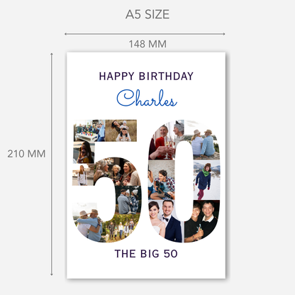 The Big 50 Photo Collage Birthday Card - PC52