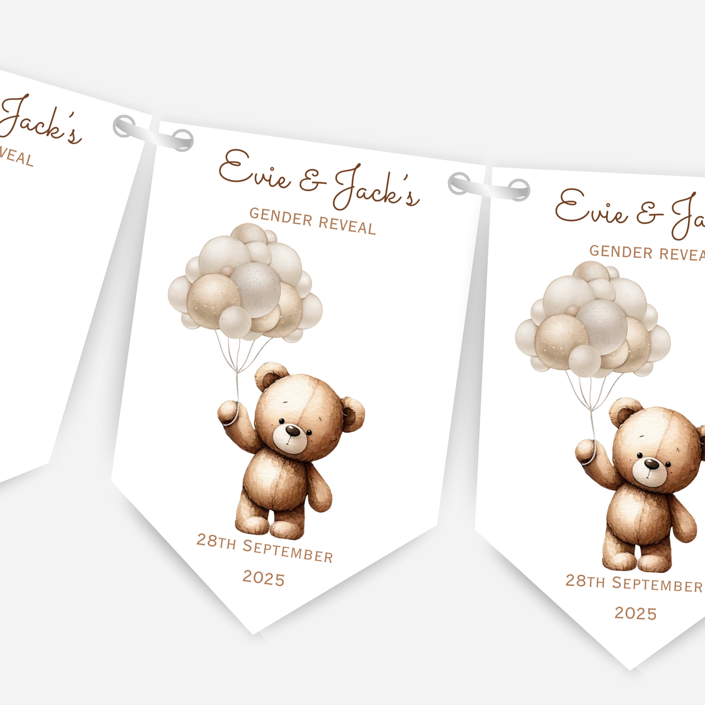 Cute Teddy Gender Reveal Bunting - B135