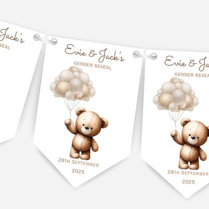 Cute Teddy Gender Reveal Bunting - B135