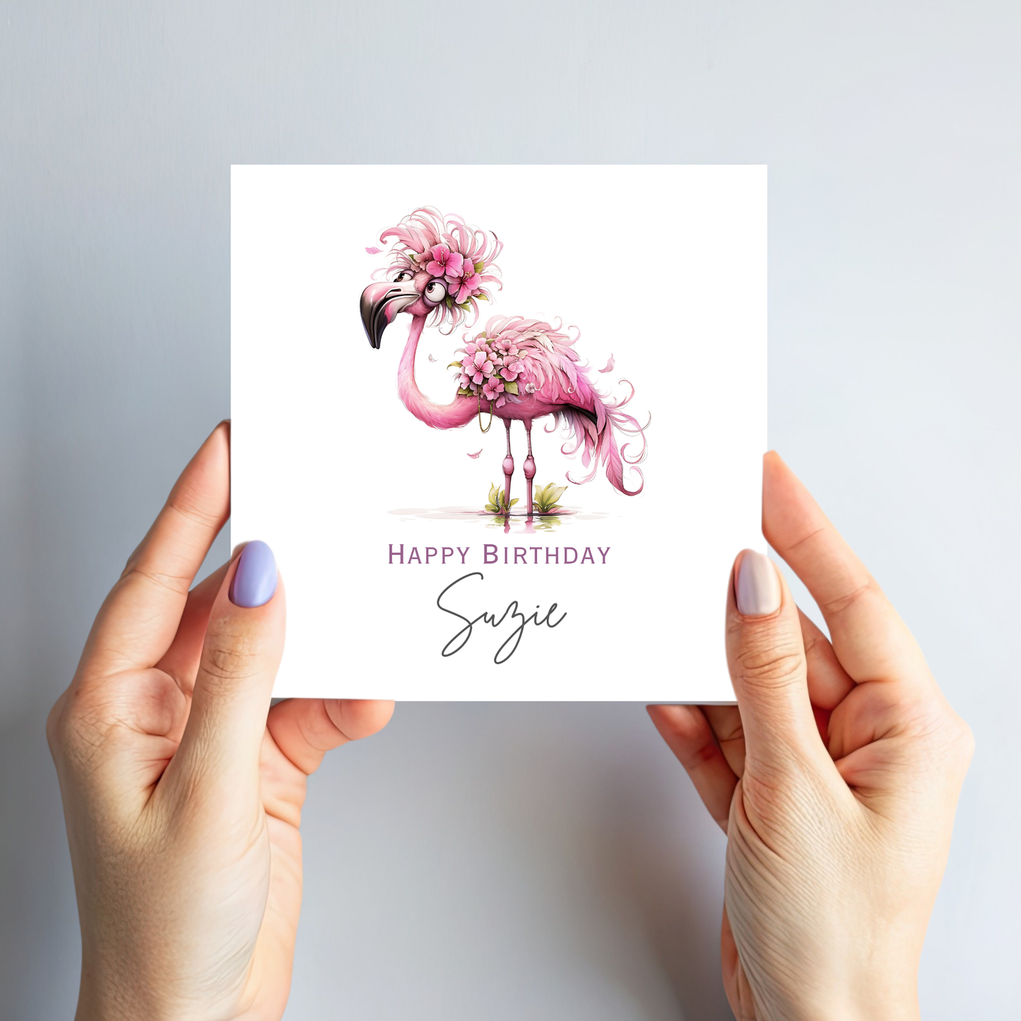 Crazy pink Flamingo Birthday Card - C614