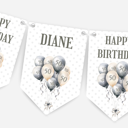 Party Balloon, Any Age Birthday Bunting - B189