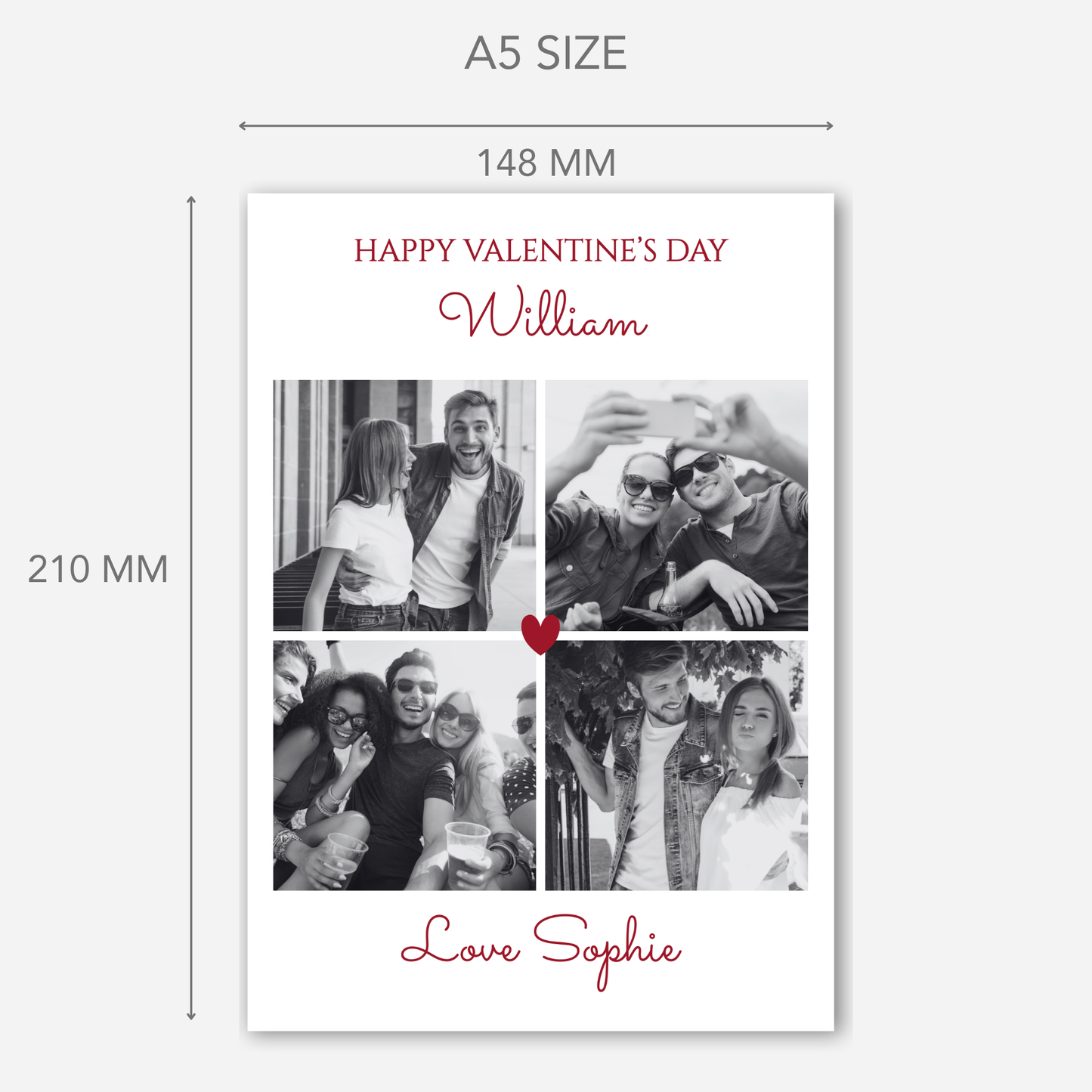 Valentine Photo Card Black & White photos - PC28