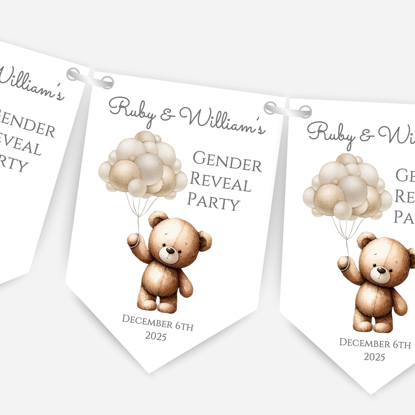 Cute Teddy Bear Gender Reveal Bunting - B148