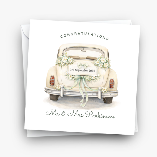 Wedding Car and Flowers  Wedding Card - C869