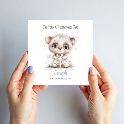 Christening or Baptism Teddy Card - C546