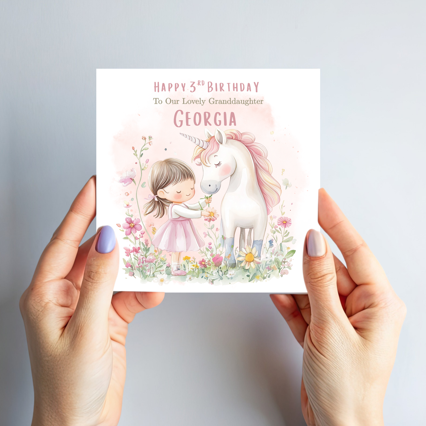 Cute Girl & Unicorn Birthday Card - C523