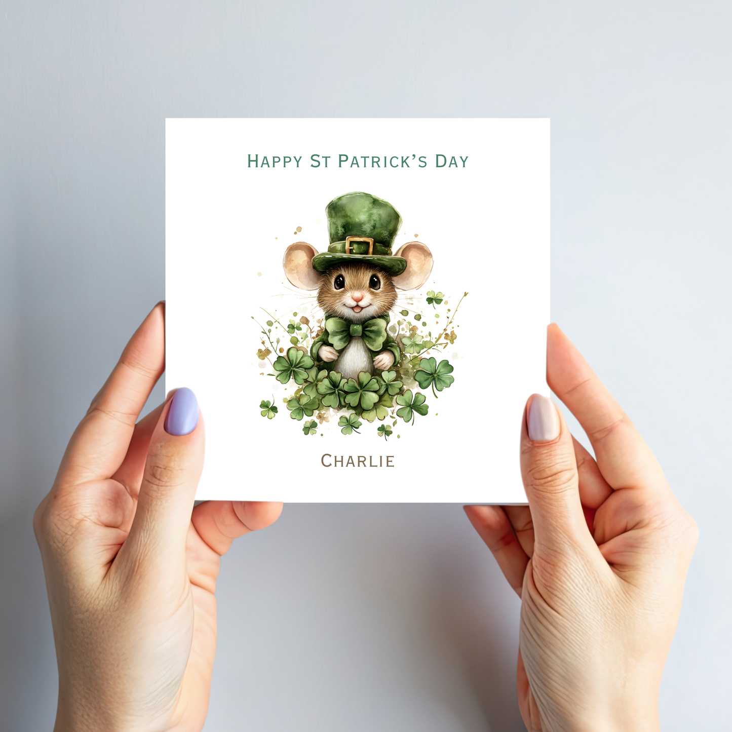 St Patrick's Day Cute Mouse Card - C810