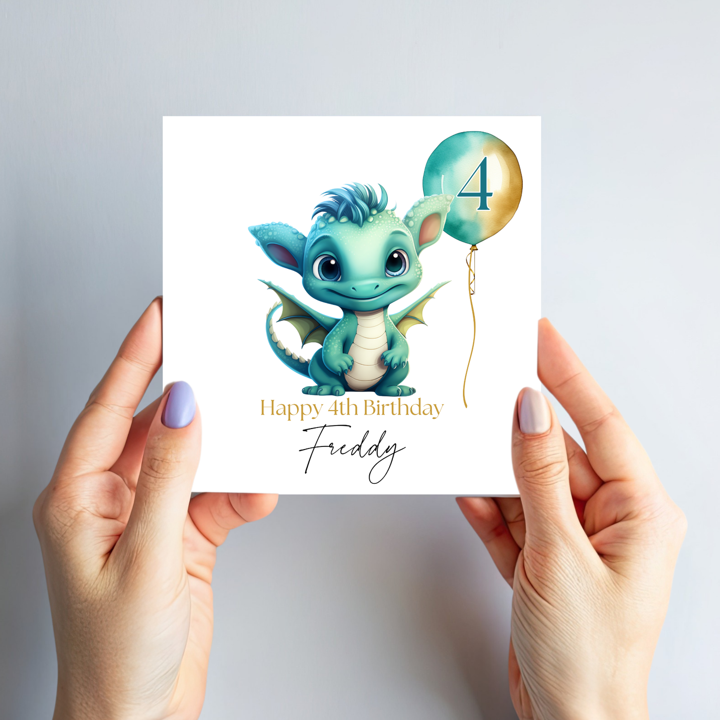 Cute Green Dragon Birthday Card - C101