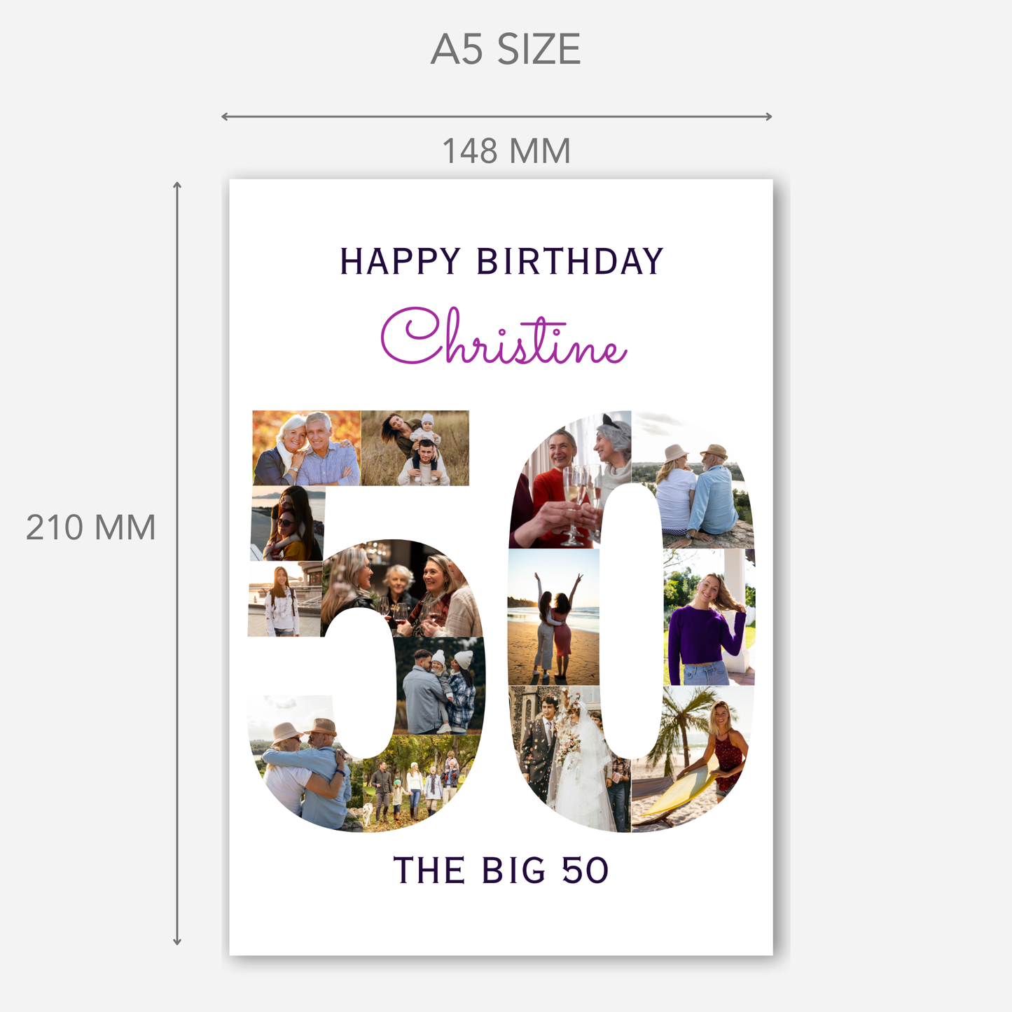 The Big 50 Photo Collage Birthday Card - PC45