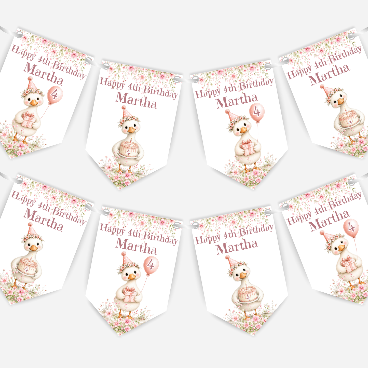 Pretty Pink  Silly Goose Birthday Bunting - B311