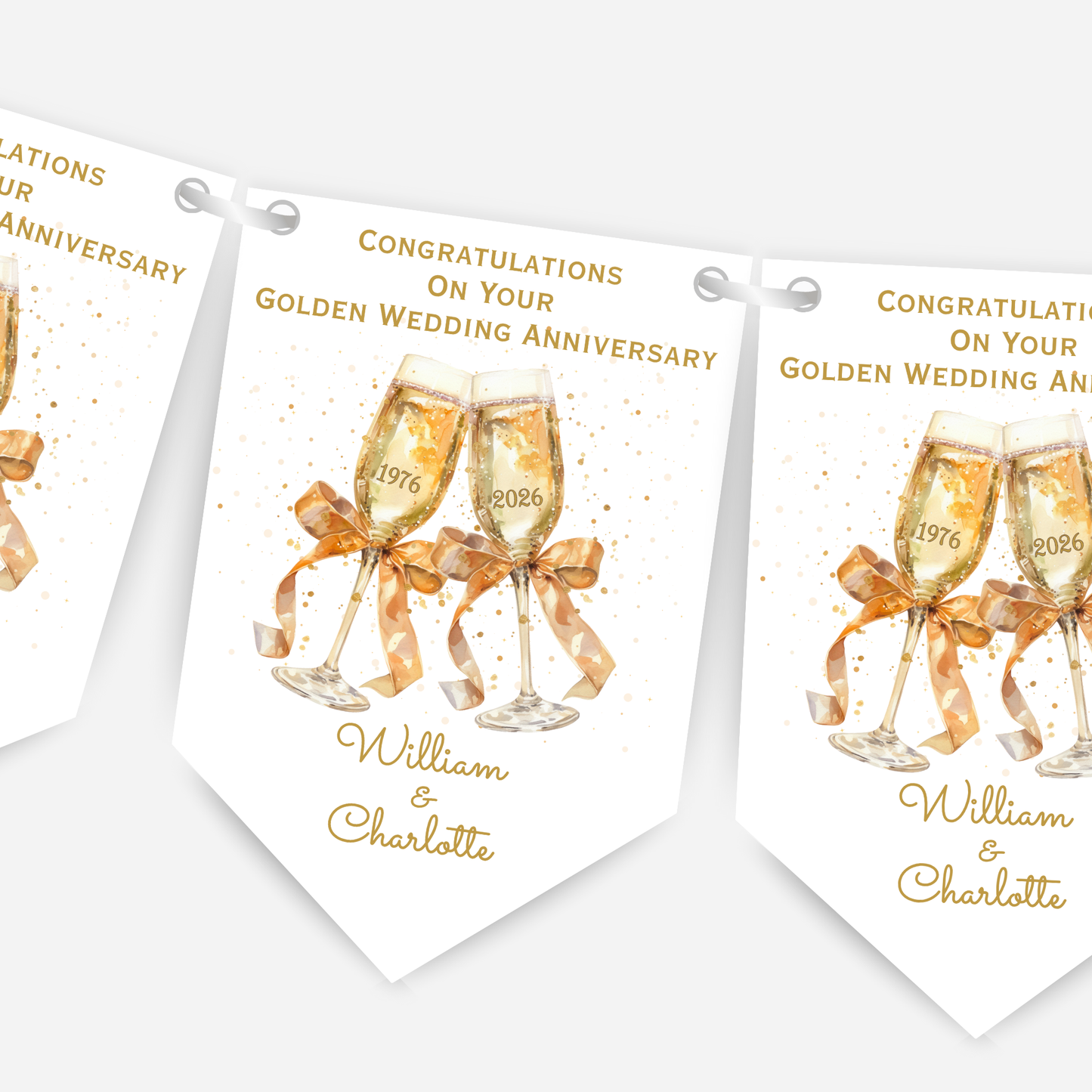 Golden Wedding Anniversary Bunting - B261