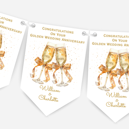 Golden Wedding Anniversary Bunting - B261