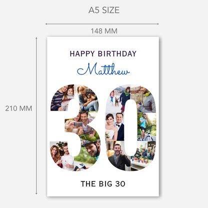 The Big 30 Photo Collage Birthday Card - PC03