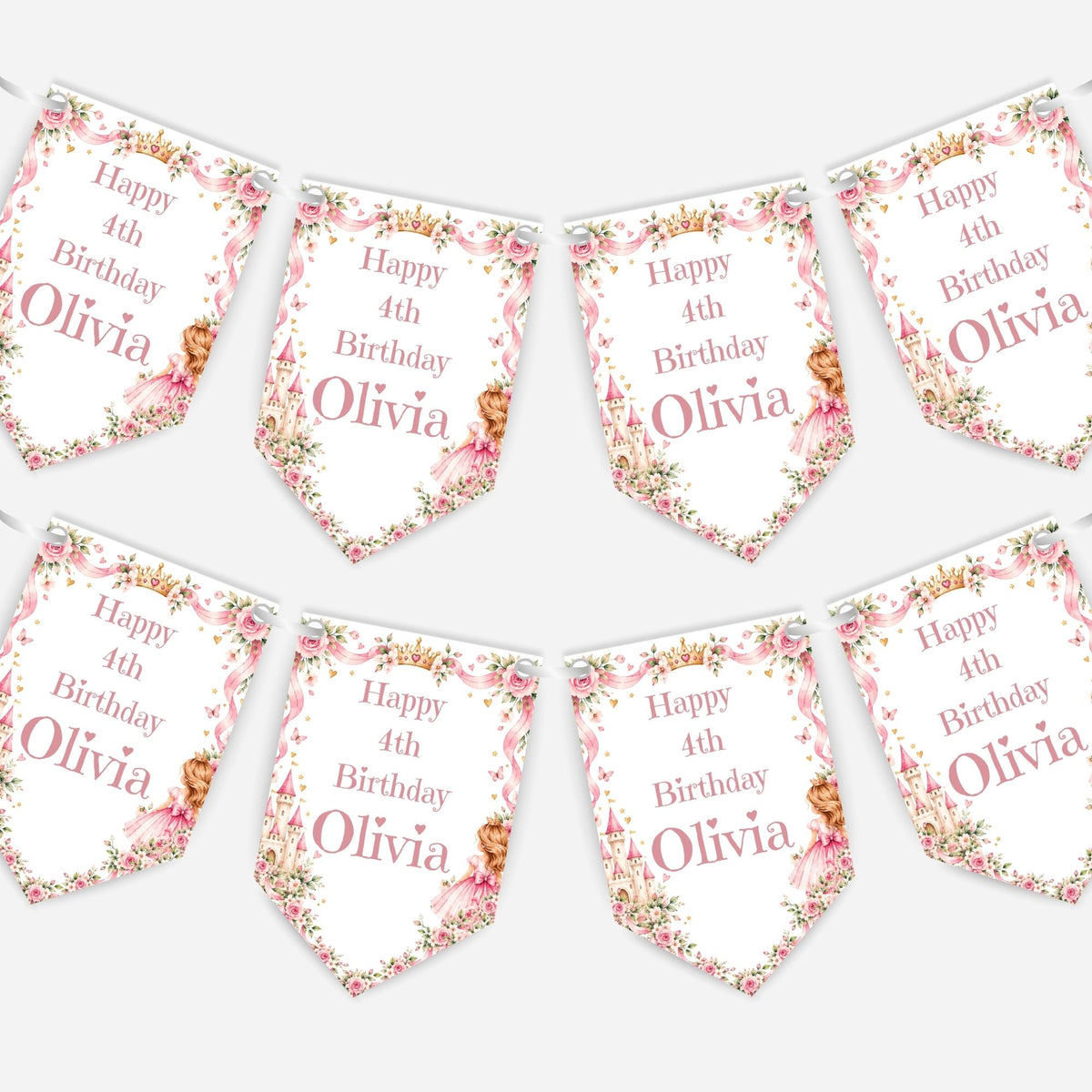 Pretty Pink Princess Birthday Bunting - B348
