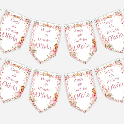 Pretty Pink Princess Birthday Bunting - B348
