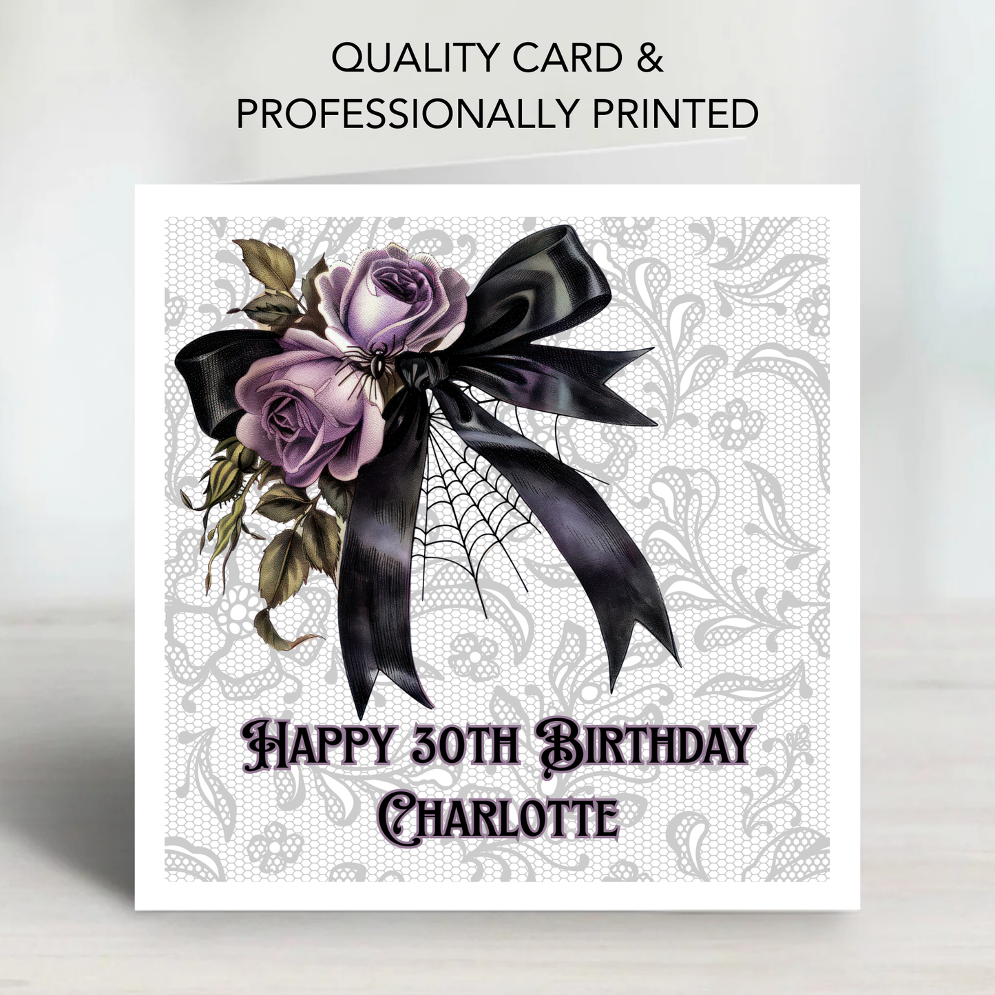 Stunning Gothic Style Black Bow Card - C835