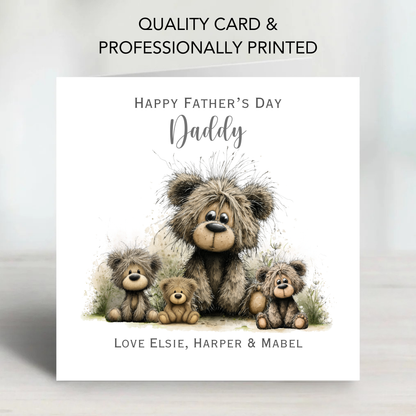 Fathers Day Card - Cute Teddy Family - C789