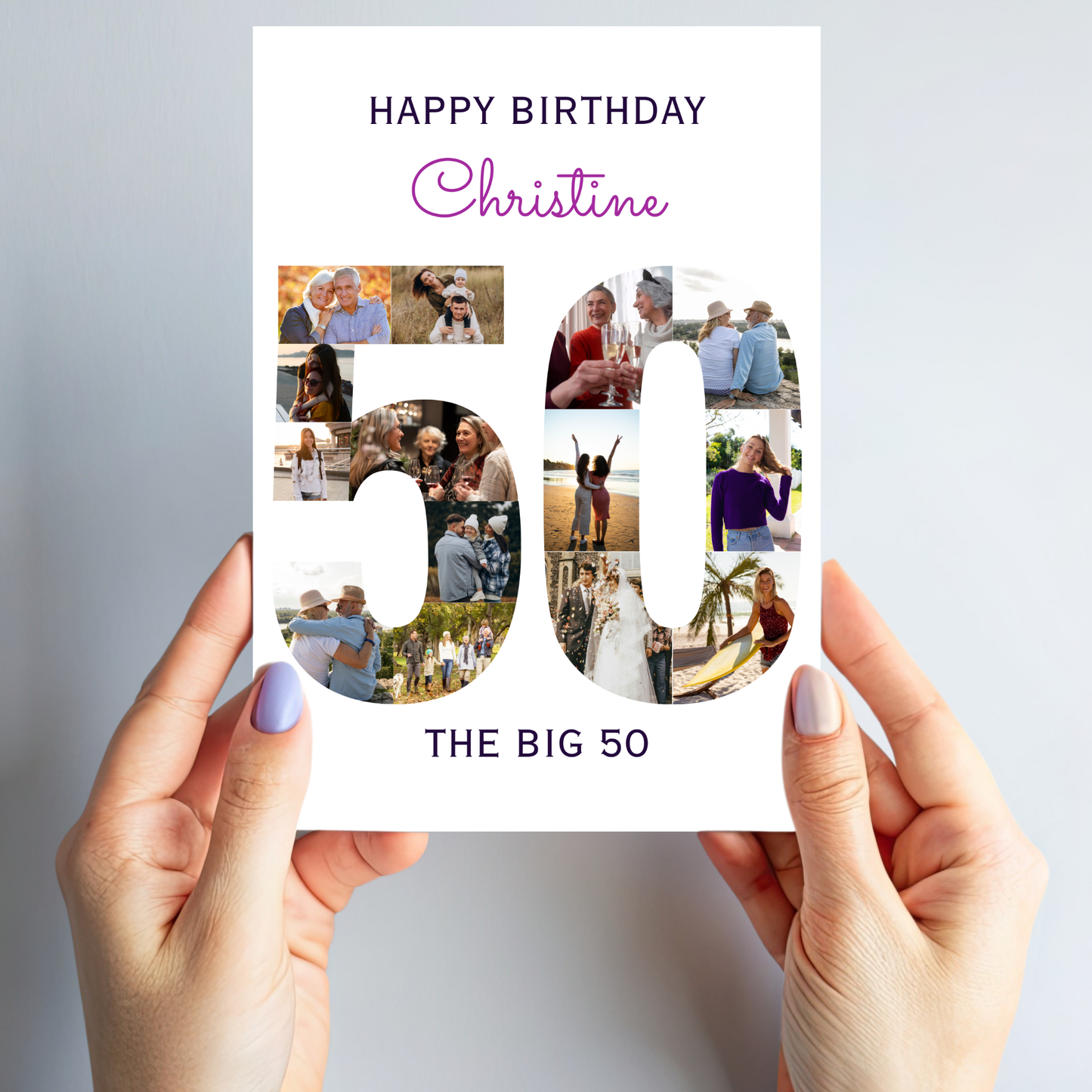 The Big 50 Photo Collage Birthday Card - PC45