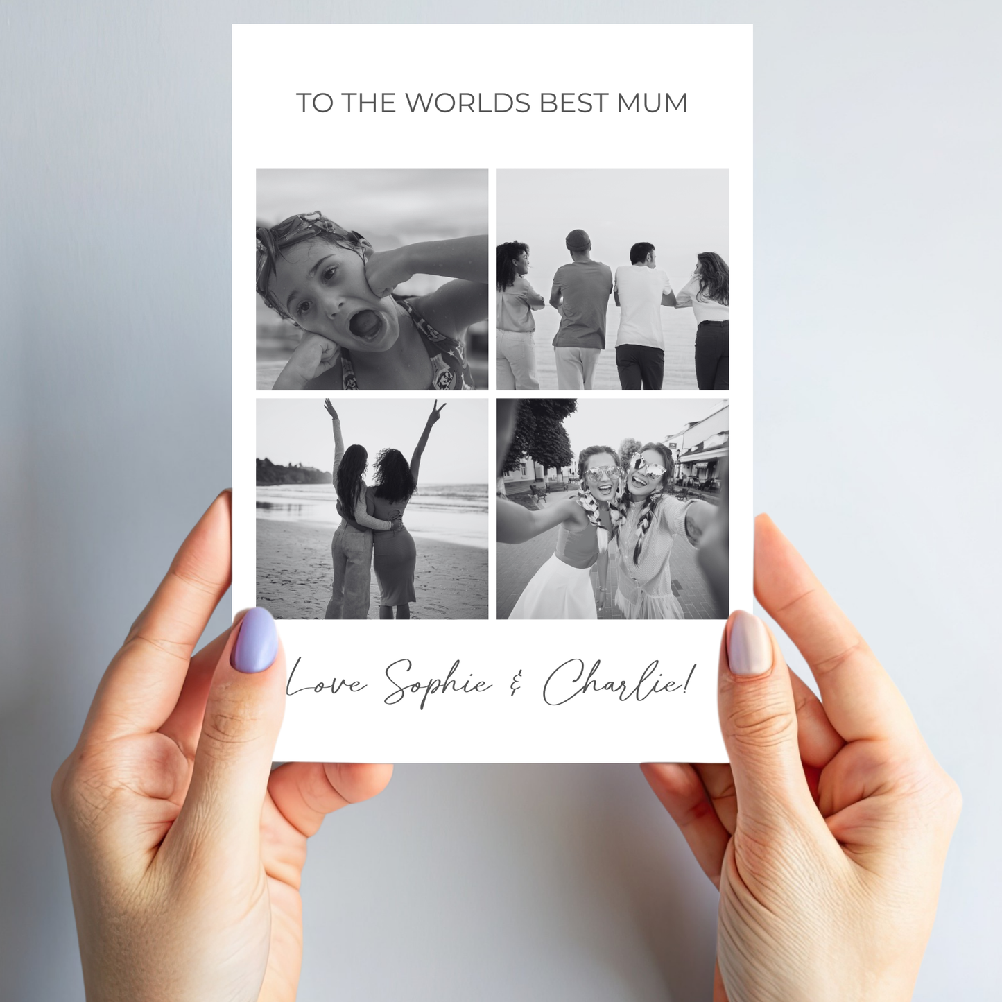 Black and White - Four Photo Birthday Card For Mum - PC16