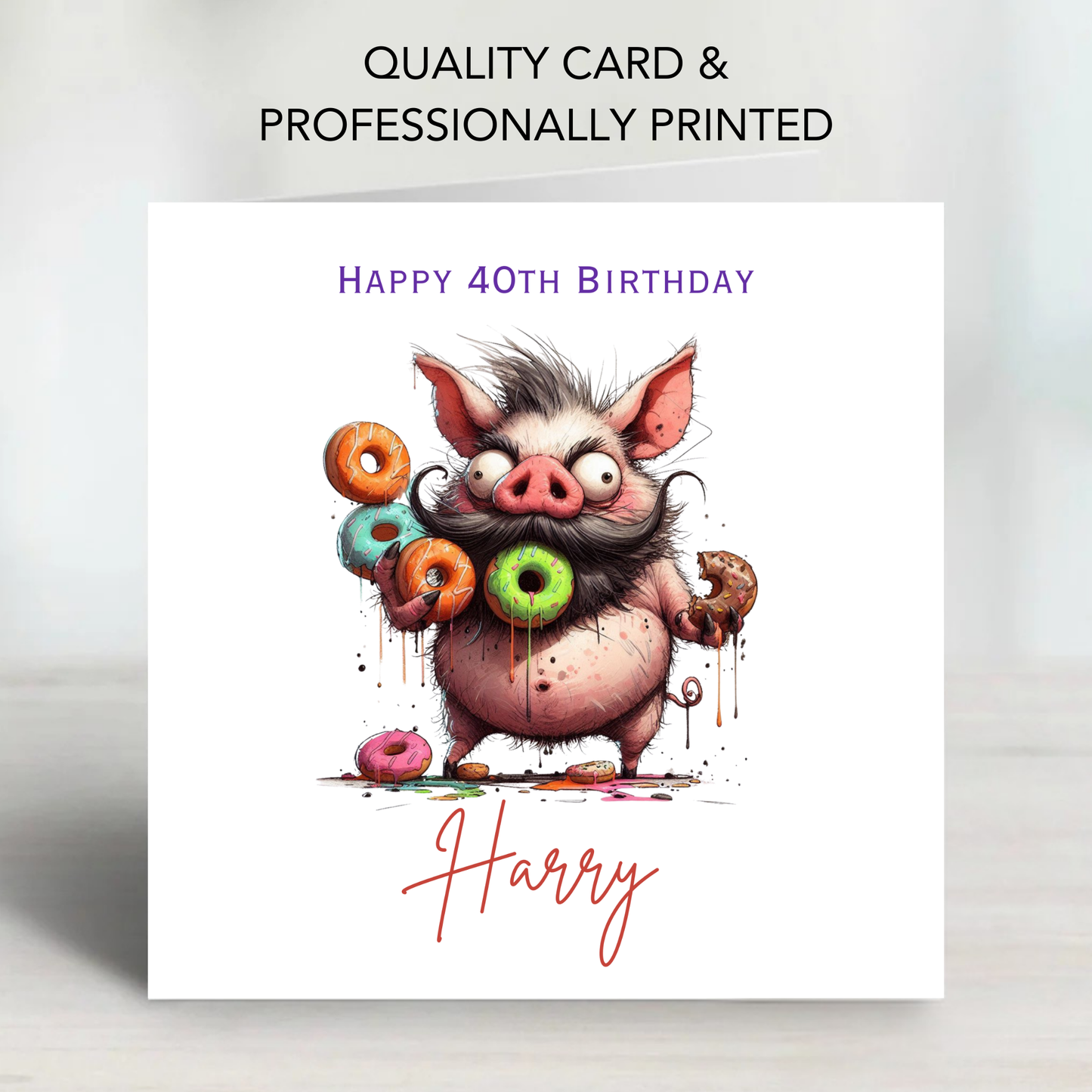Fun Greedy Pig Birthday Card - C849