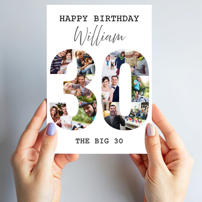 The Big 30 Photo Collage Birthday Card - PC03