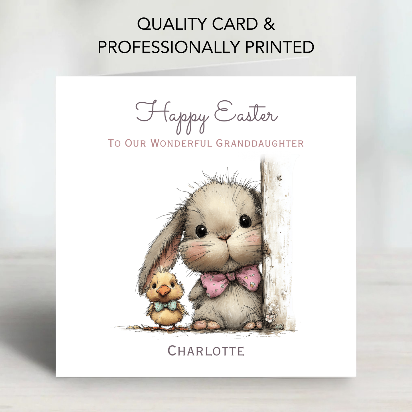Easter Card With A Cute Bunny & Chick Design - C839