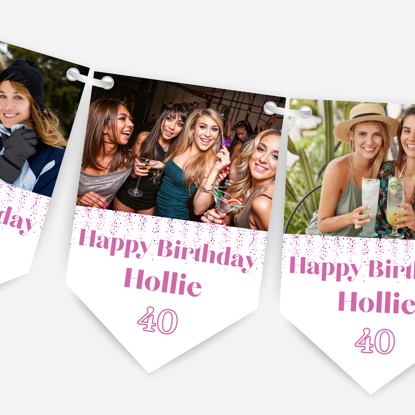 Birthday Photo Bunting in Pink - B280