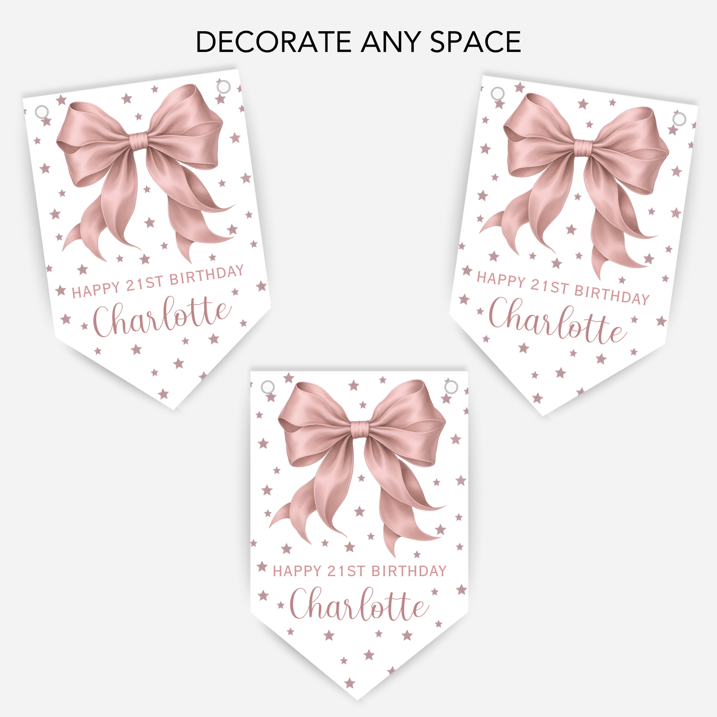 Elegant Dusky Pink Bow Bunting - B224