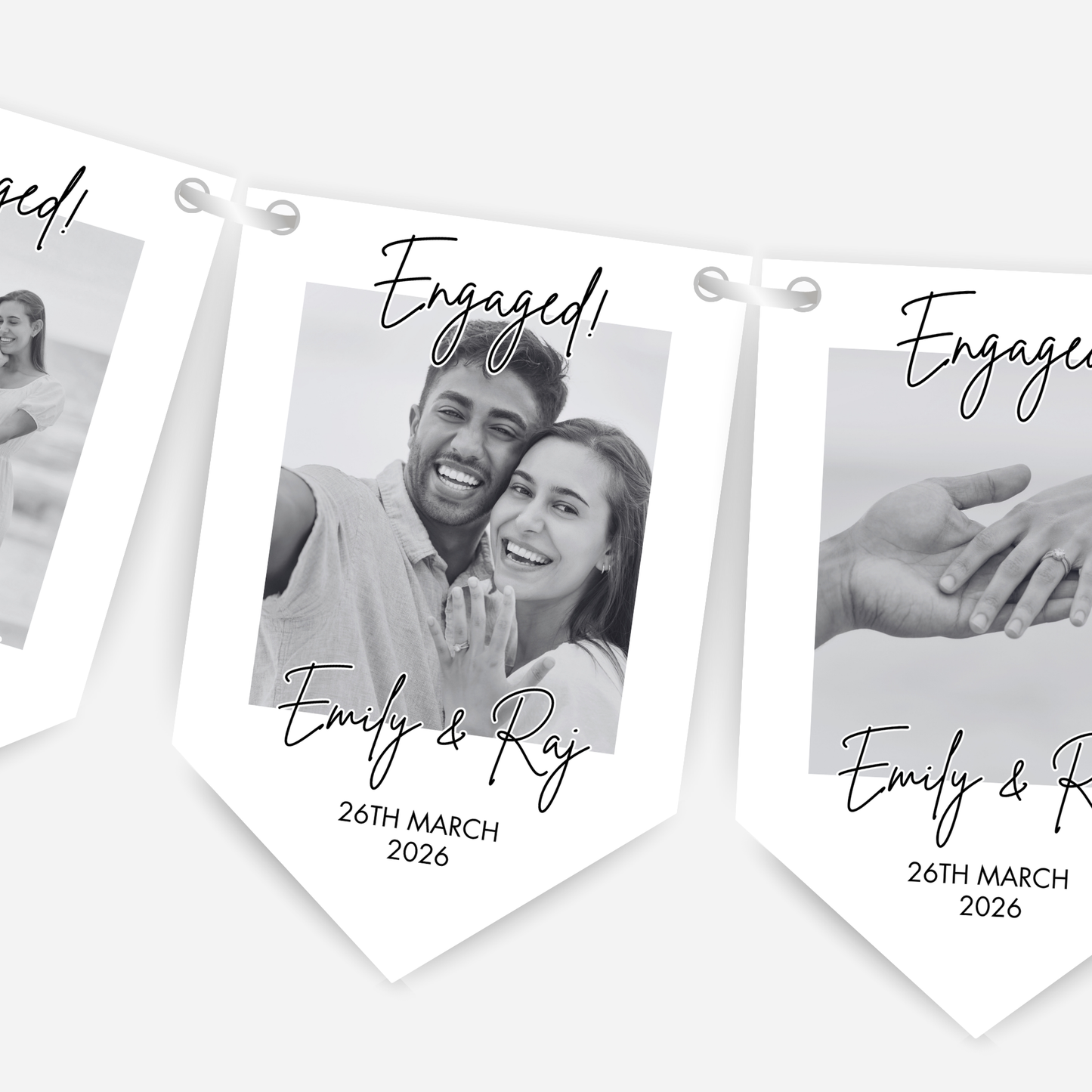 Black and White Photo Engagement or Wedding Bunting -  B278