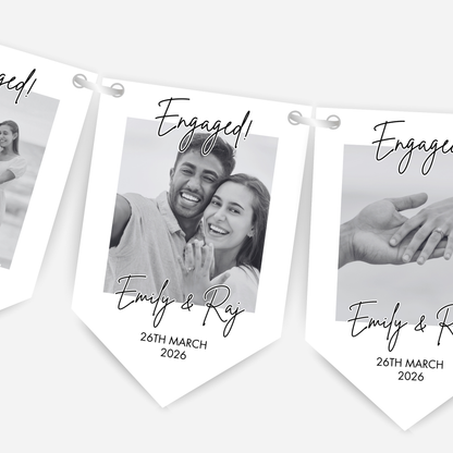 Black and White Photo Engagement or Wedding Bunting -  B278