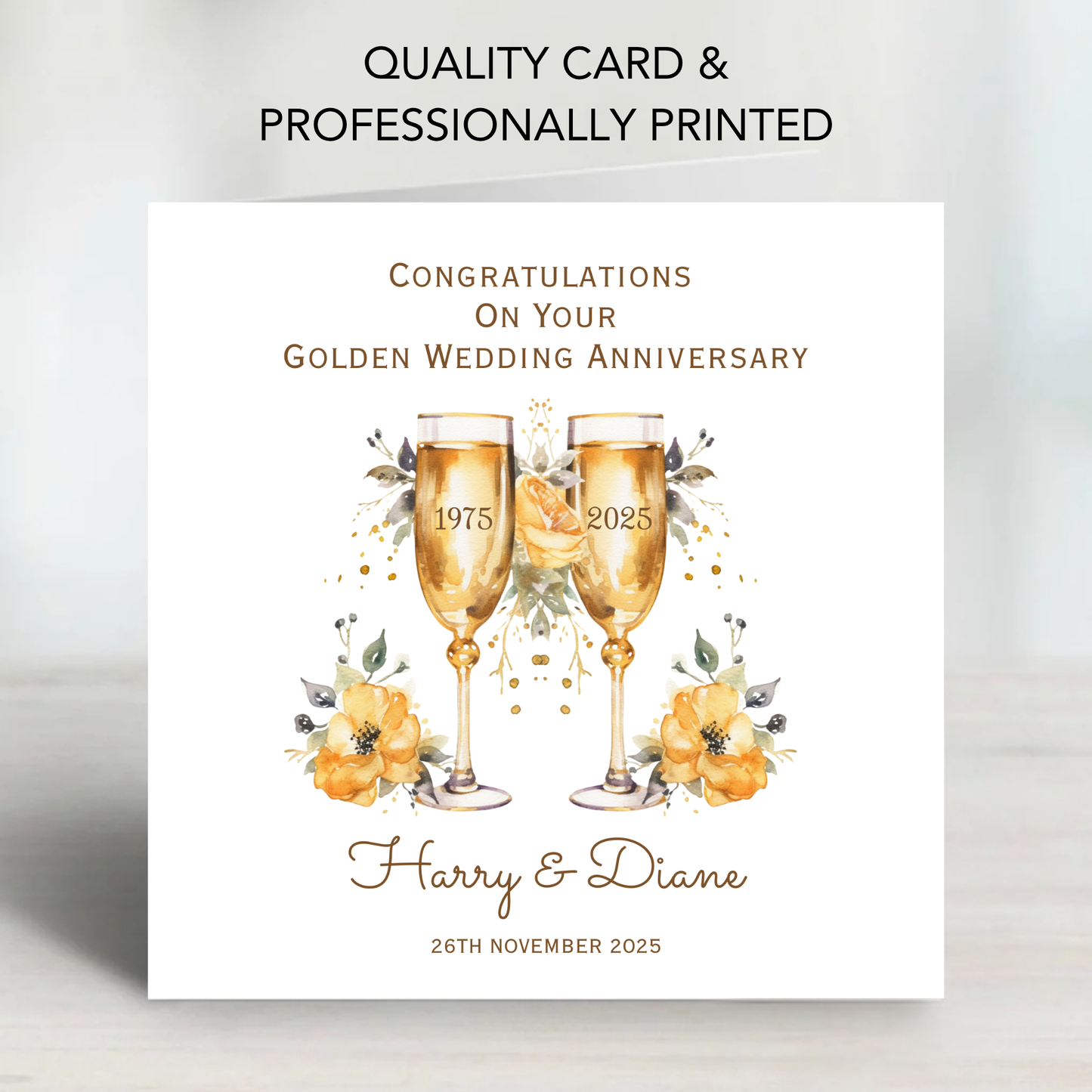 Golden- 50th Wedding Anniversary Card - C683