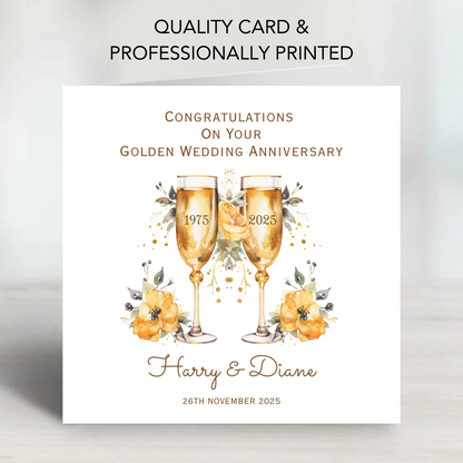 Golden- 50th Wedding Anniversary Card - C683