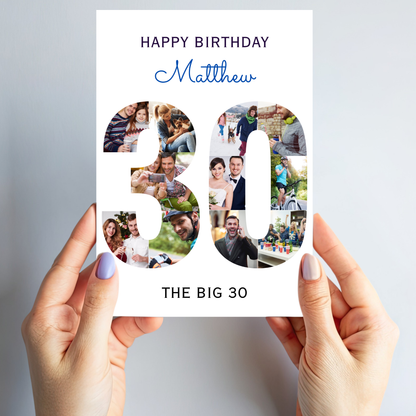 The Big 30 Photo Collage Birthday Card - PC03