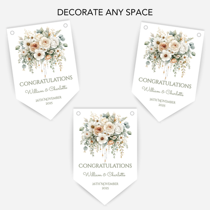 Engagement or Wedding Floral Bunting - B236