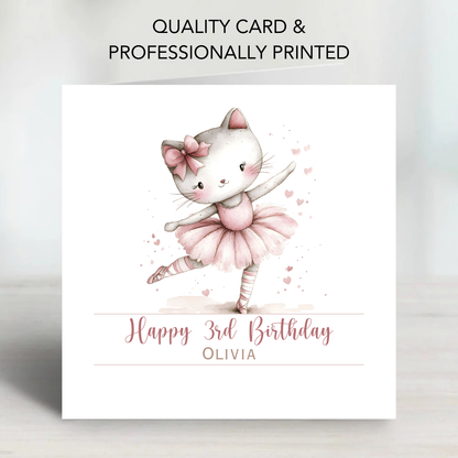 Kitten Ballerina  Birthday Card - C589