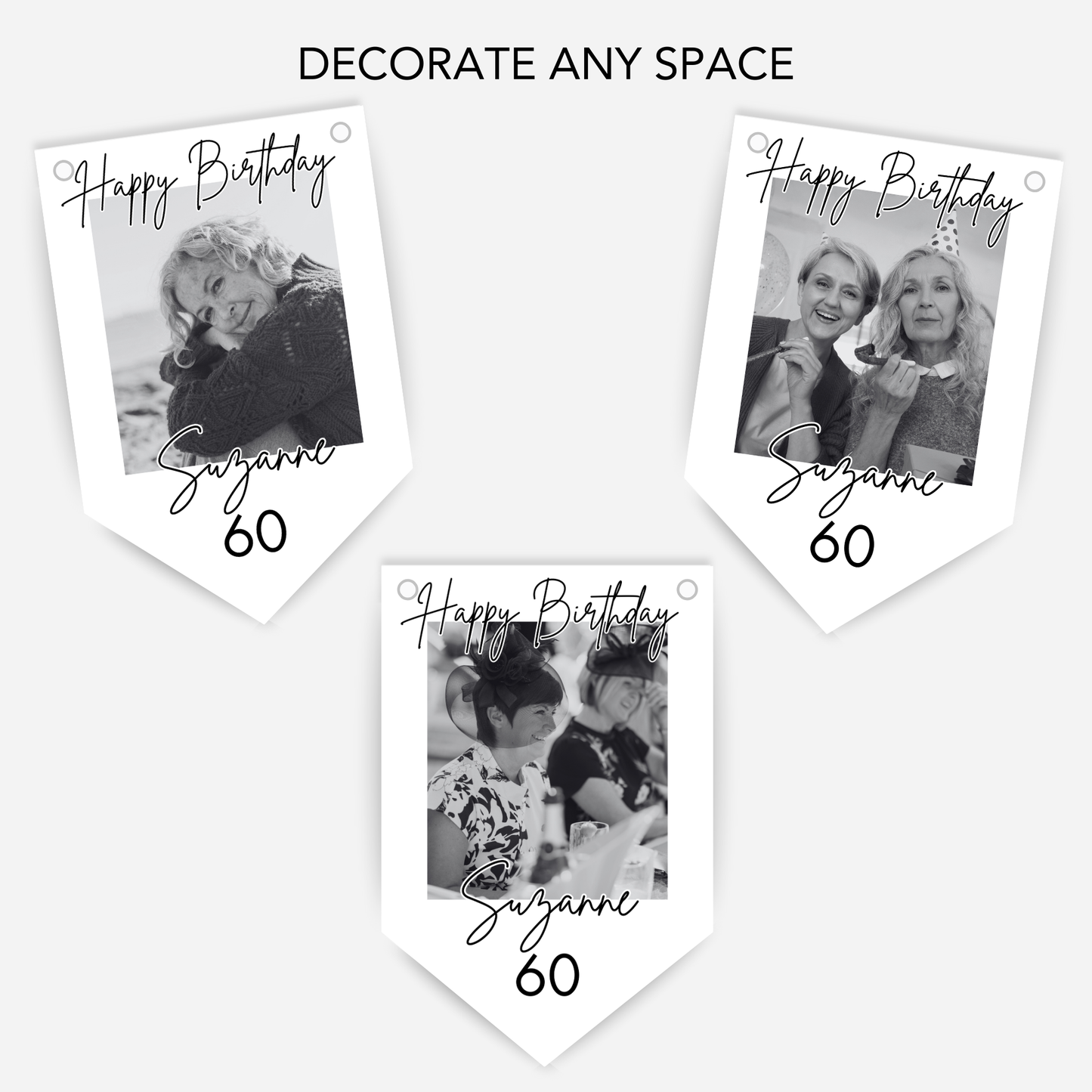 Black & White Birthday Photo Bunting - B267