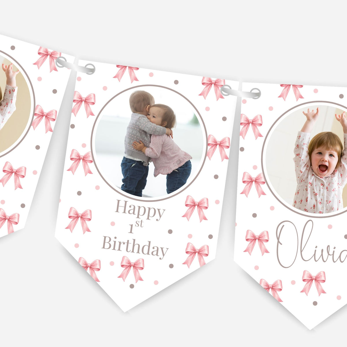 Birthday Party Photo Bunting With Bows- B327