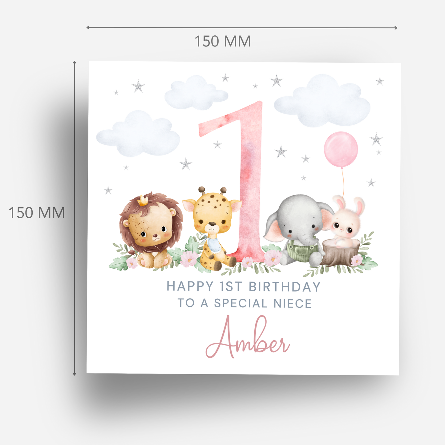 Any Age Cute Safari Animal Card - C125