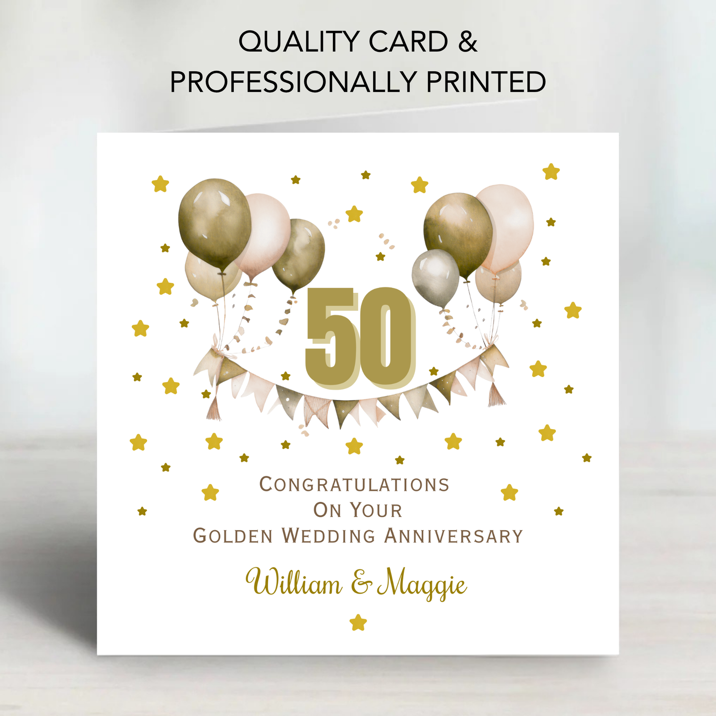 Golden- 50th Wedding Anniversary Card - C680