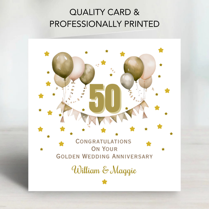 Golden- 50th Wedding Anniversary Card - C680