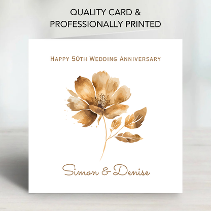 Golden- 50th Wedding Anniversary Card - C686