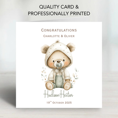 New Baby Congratulations Card with Name and Date of the Birth - C670