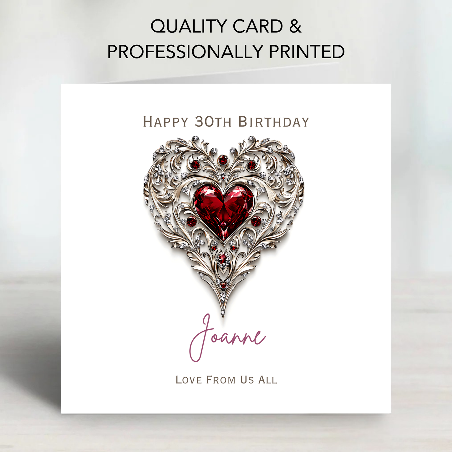 Jewelled Heart  Birthday Card - C620