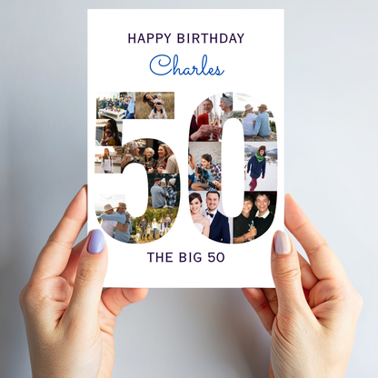 The Big 50 Photo Collage Birthday Card - PC52