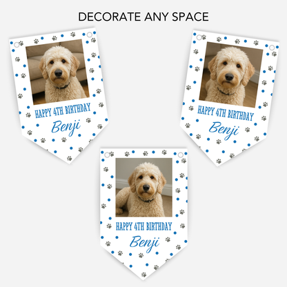 Dog Birthday Photo Bunting In Blue - B212