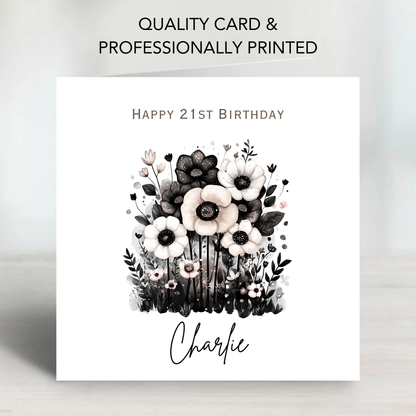Alternative Dark Flowers Birthday Card - C798