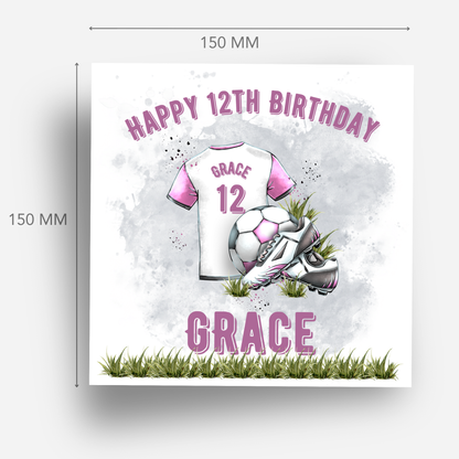 Pink Football Themed Birthday Card - C504