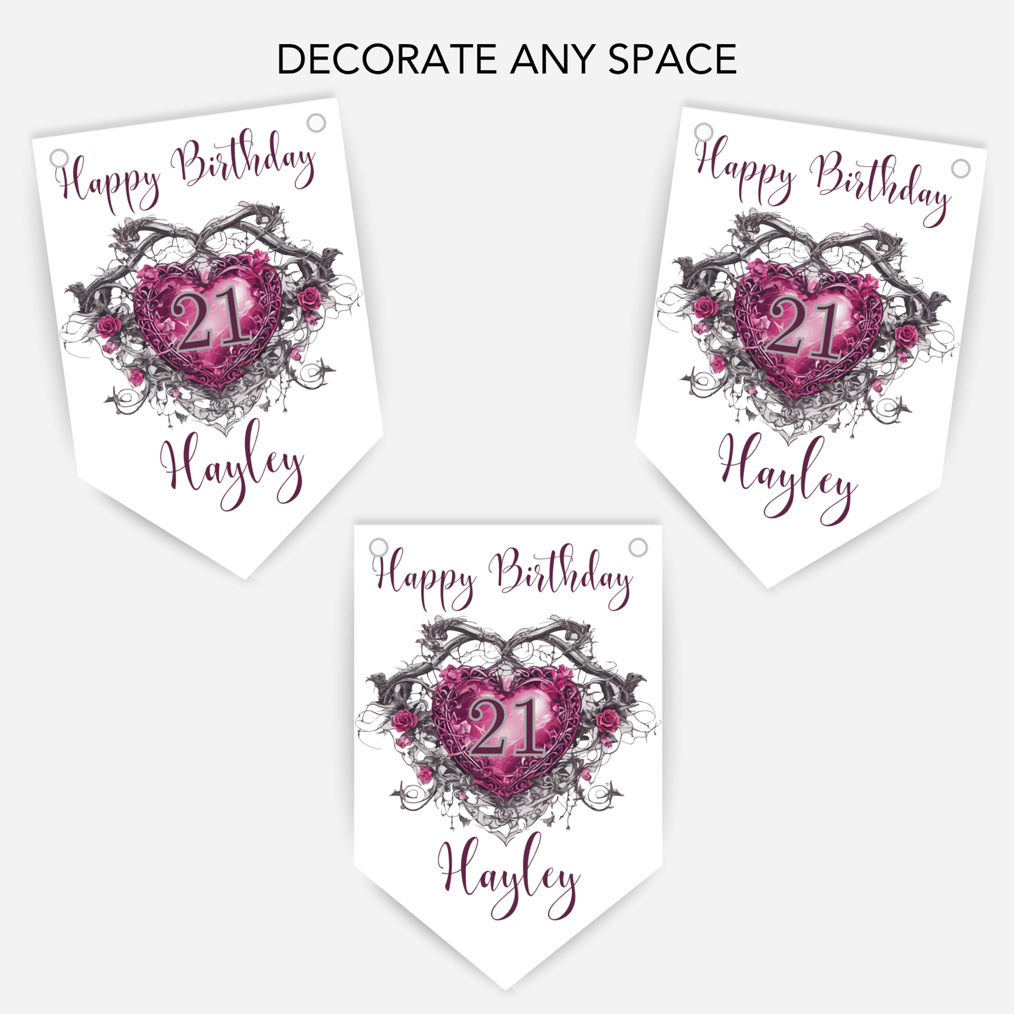 Gothic Style Heart Bunting - B210