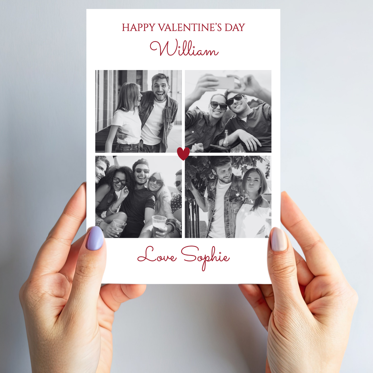 Valentine Photo Card Black & White photos - PC28