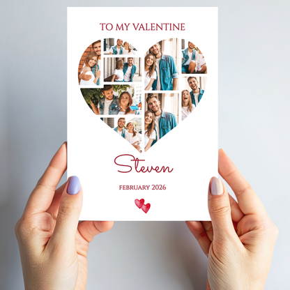 Valentine Heart Photo Card with a Collage of 9 Photos  - PC27